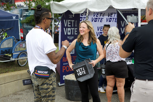 Michigan Department of State teams up with Vet the Vote at NASCAR race to promote voting, encourage veterans to become poll workers